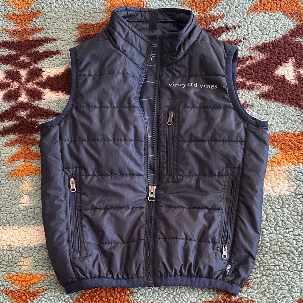 Vineyard Vines Boys size 5 puffer Dark Blue Quilted Vest